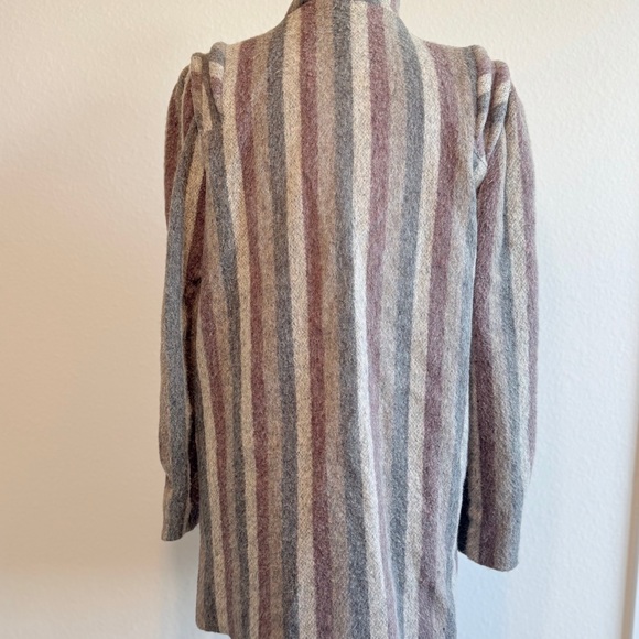 Vintage American Boiled Wool Double Breasted Striped Coat | Academia Style - Picture 7 of 15